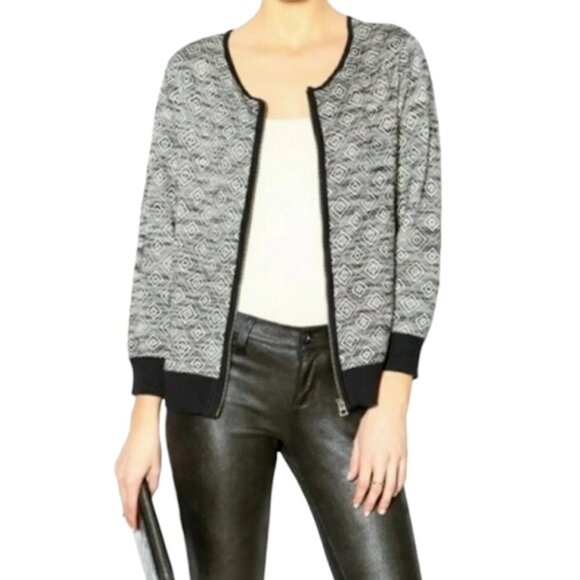LUCKY BRAND Black Cream Zip Up Jacket S - Picture 1 of 8